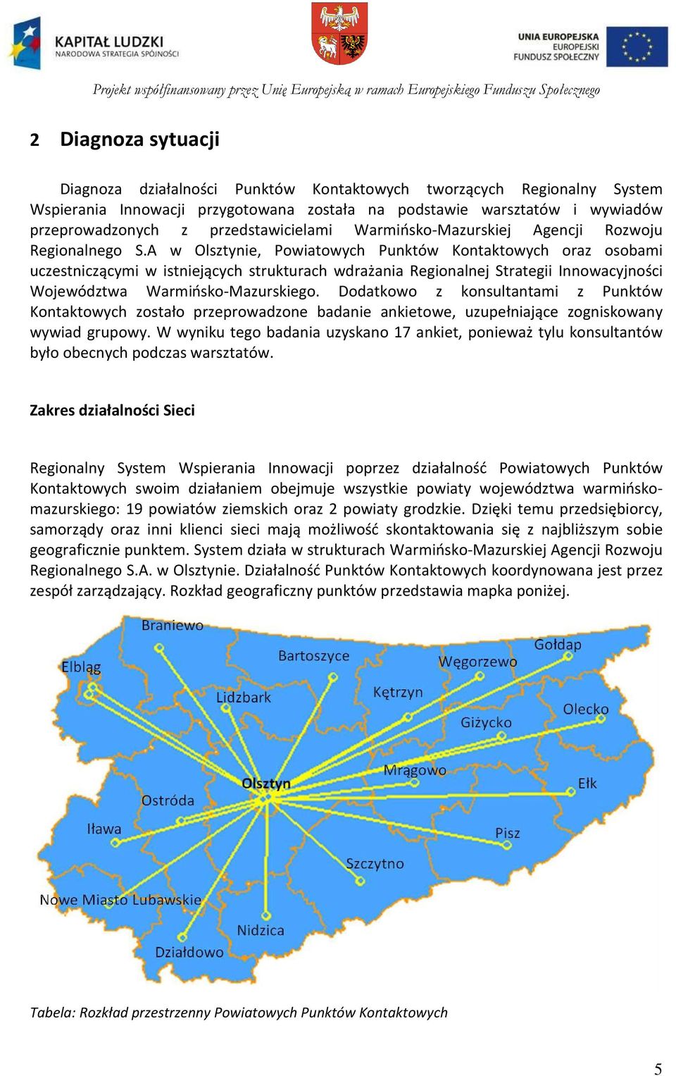 A w Olsztynie, Powiatowych Punktów Kontaktowych oraz osobami uczestniczącymi w istniejących strukturach wdrażania Regionalnej Strategii Innowacyjności Województwa Warmińsko-Mazurskiego.