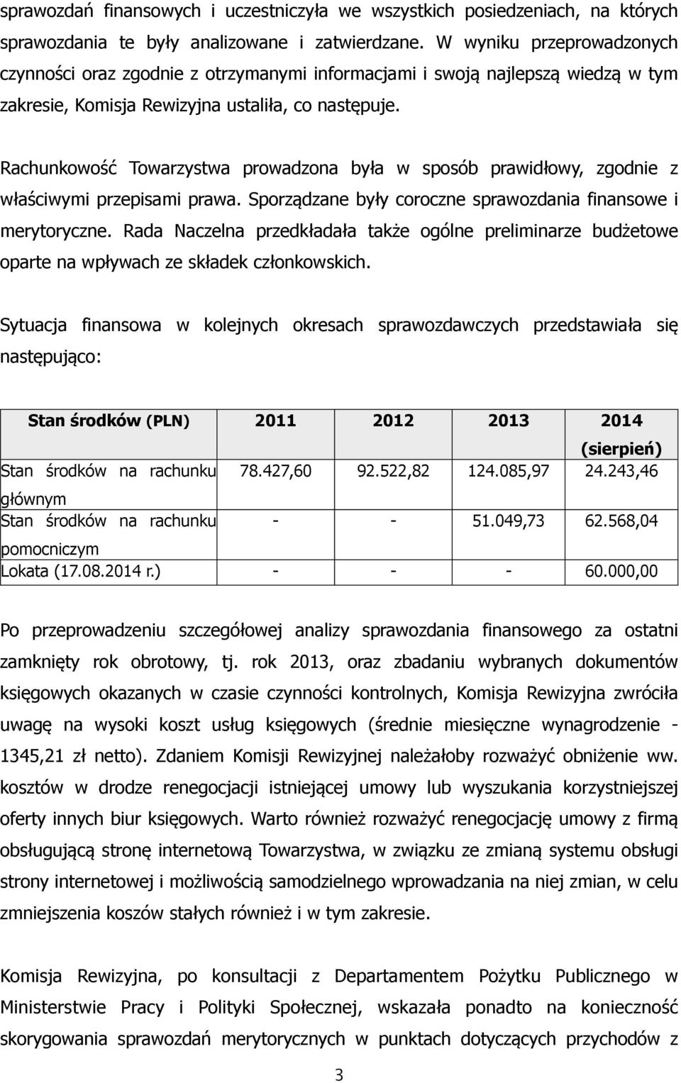 Rachunkowość Towarzystwa prowadzona była w sposób prawidłowy, zgodnie z właściwymi przepisami prawa. Sporządzane były coroczne sprawozdania finansowe i merytoryczne.