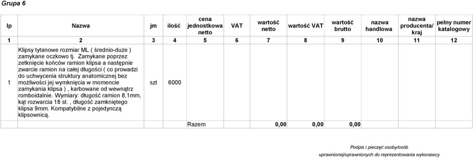 Zamykane poprzez zetknięcie końców ramion klipsa a następnie zwarcie ramion na całej długości ( co prowadzi do uchwycenia struktury anatomicznej bez 1 możliwości