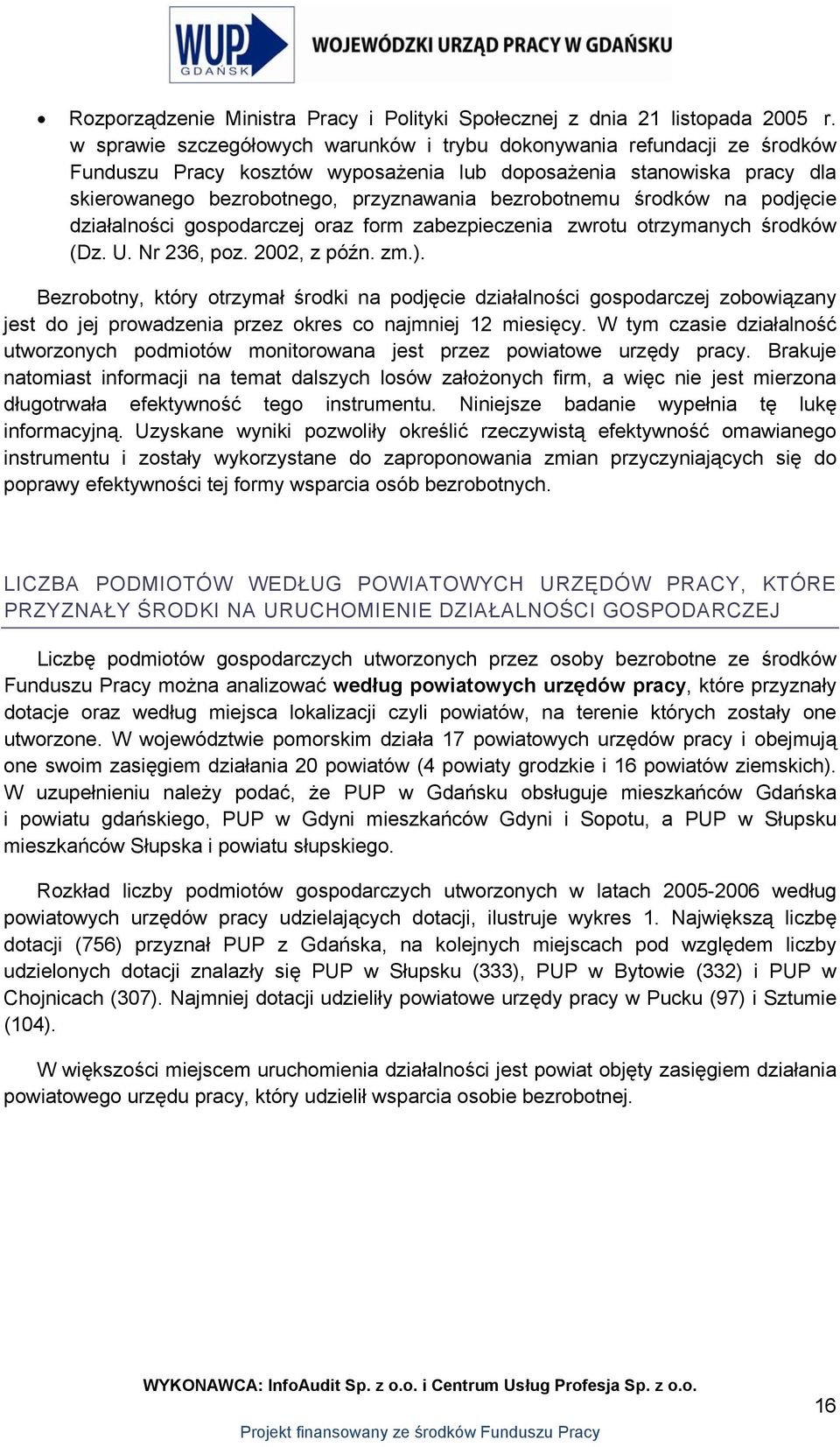 środków na podjęcie działalności gospodarczej oraz form zabezpieczenia zwrotu otrzymanych środków (Dz. U. Nr 236, poz. 2002, z późn. zm.).