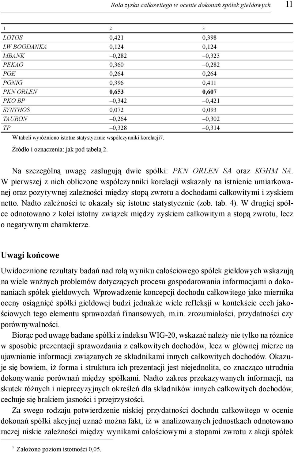 Na szczególną uwagę zasługują dwie spółki: PKN ORLEN SA oraz KGHM SA.