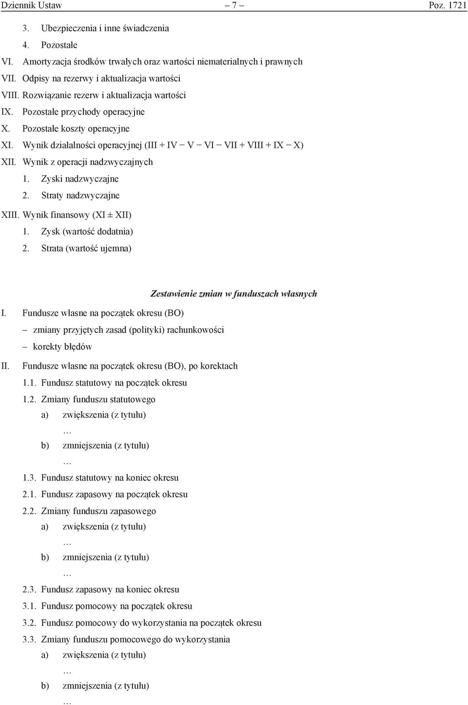 Wynik działalności operacyjnej (III + IV V VI VII + VIII + IX X) XII. Wynik z operacji nadzwyczajnych 1. Zyski nadzwyczajne 2. Straty nadzwyczajne XIII. Wynik finansowy (XI ± XII) 1.