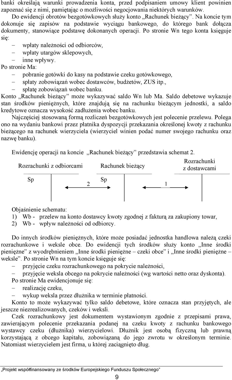 Na koncie tym dokonuje się zapisów na podstawie wyciągu bankowego, do którego bank dołącza dokumenty, stanowiące podstawę dokonanych operacji.