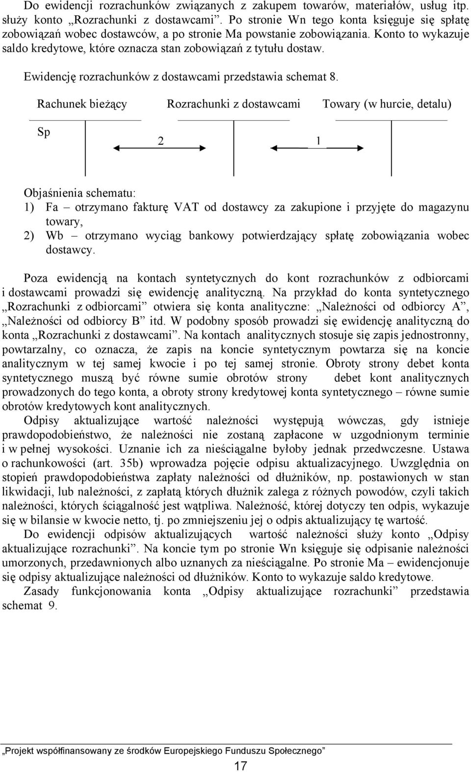 Ewidencję rozrachunków z dostawcami przedstawia schemat 8.