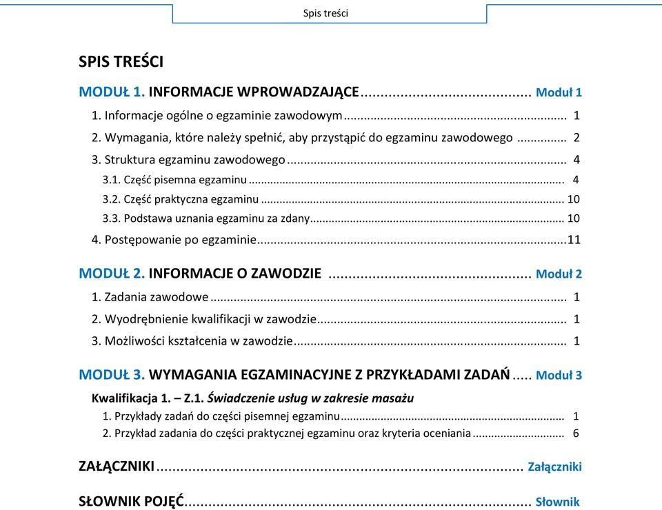 Po... 11 MODUŁ INFORMACJE O ZAWODZIE... M 1. Zadania zawodowe... 1 W... 1 M.