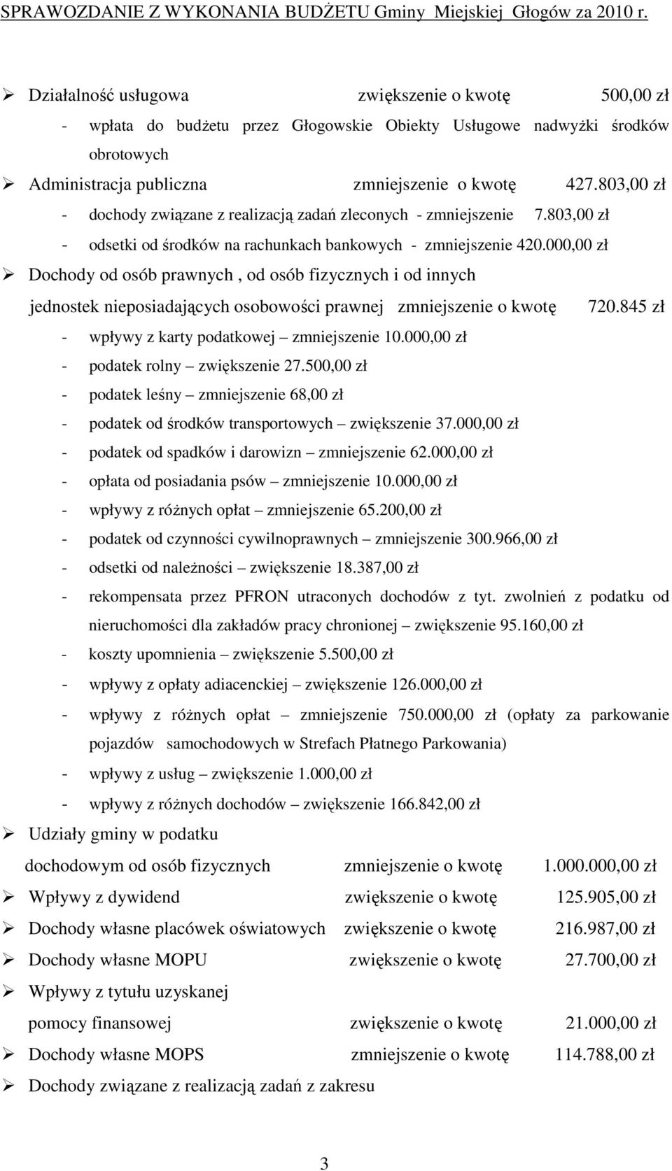 000,00 zł Dochody od osób prawnych, od osób fizycznych i od innych jednostek nieposiadających osobowości prawnej zmniejszenie o kwotę 720.845 zł - wpływy z karty podatkowej zmniejszenie 10.