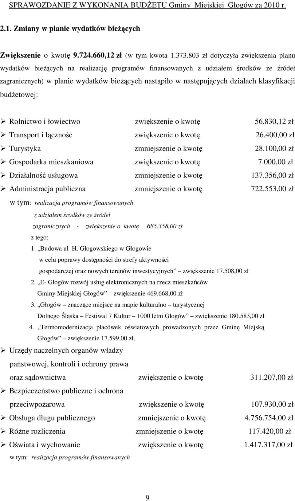 klasyfikacji budŝetowej: Rolnictwo i łowiectwo zwiększenie o kwotę 56.830,12 zł Transport i łączność zwiększenie o kwotę 26.400,00 zł Turystyka zmniejszenie o kwotę 28.