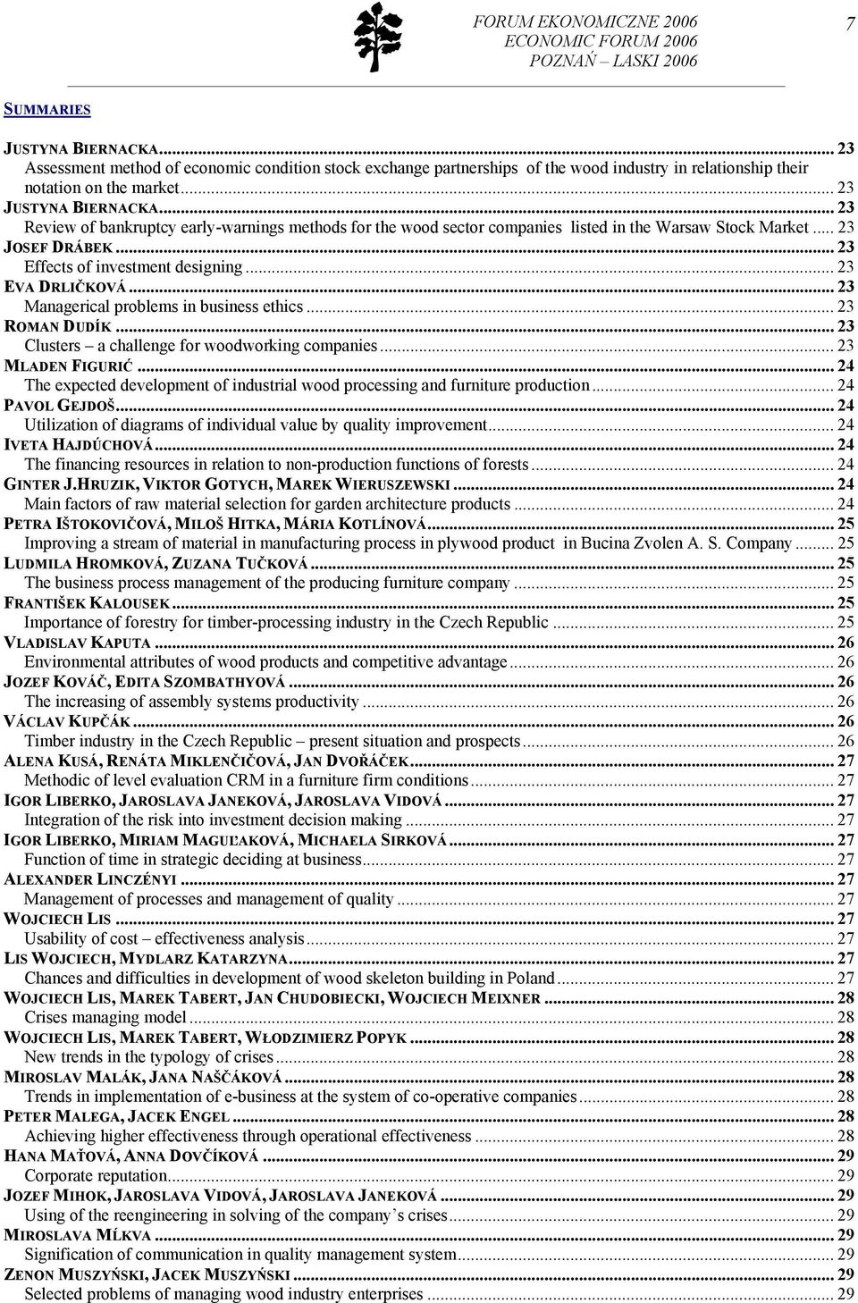 .. 23 EVA DRLIČKOVÁ... 23 Managerical problems in business ethics... 23 ROMAN DUDÍK... 23 Clusters a challenge for woodworking companies... 23 MLADEN FIGURIĆ.