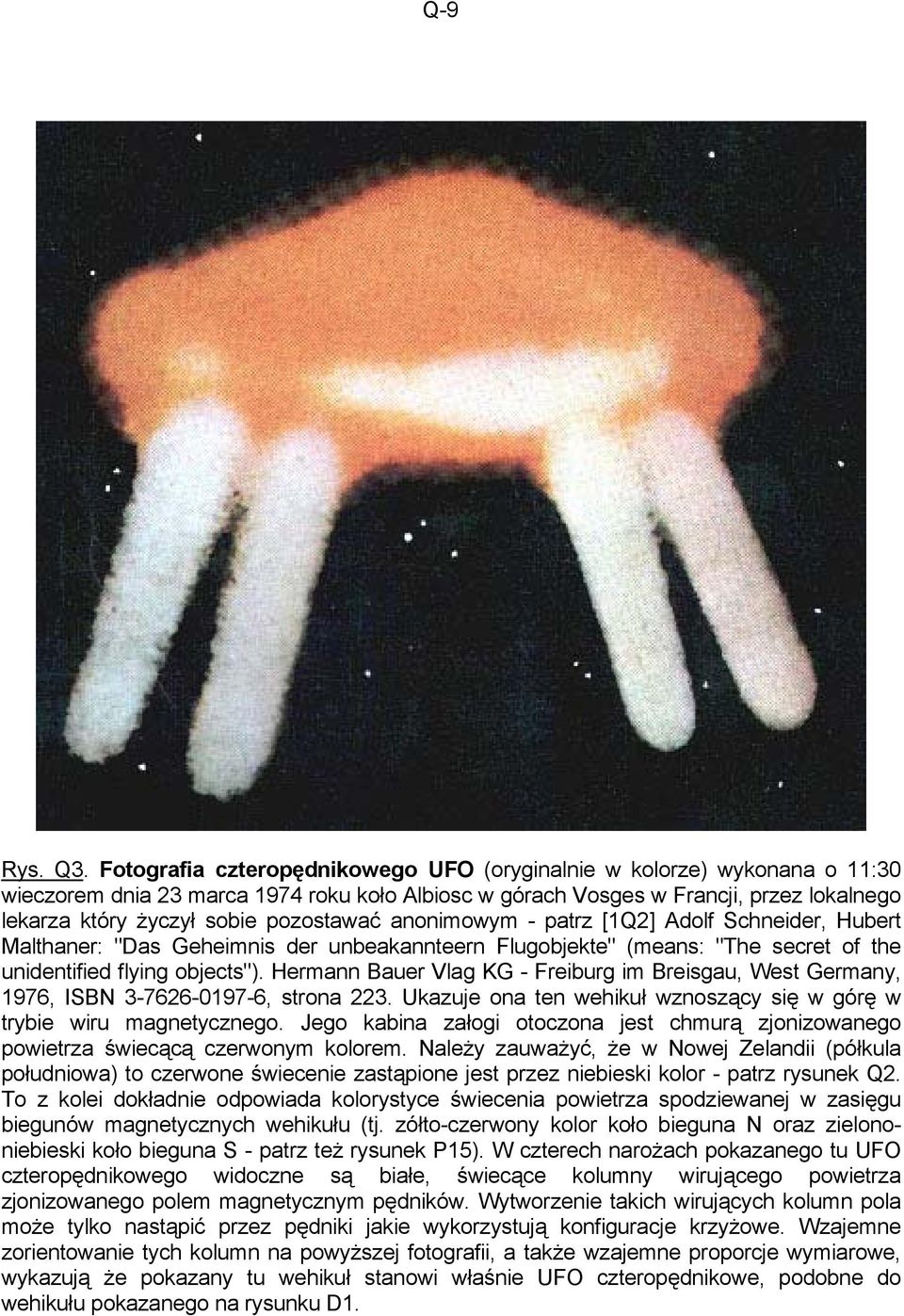 pozostawać anonimowym - patrz [1Q2] Adolf Schneider, Hubert Malthaner: "Das Geheimnis der unbeakannteern Flugobjekte" (means: "The secret of the unidentified flying objects").