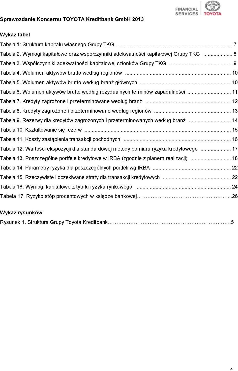 Wolumen aktywów brutto według rezydualnych terminów zapadalności... 11 Tabela 7. Kredyty zagrożone i przeterminowane według branż... 12 Tabela 8. Kredyty zagrożone i przeterminowane według regionów.