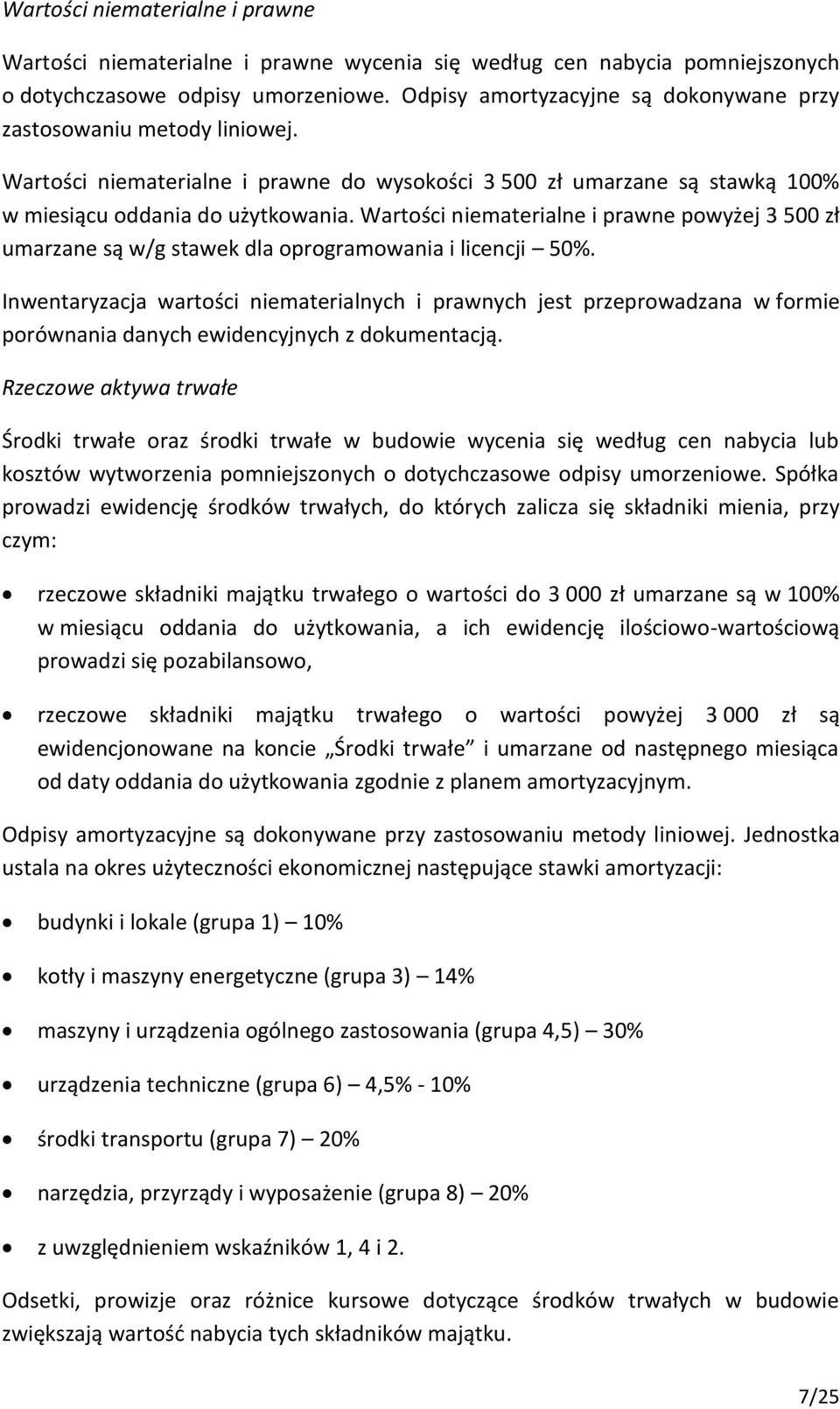 Wartości niematerialne i prawne powyżej 3 500 zł umarzane są w/g stawek dla oprogramowania i licencji 50%.