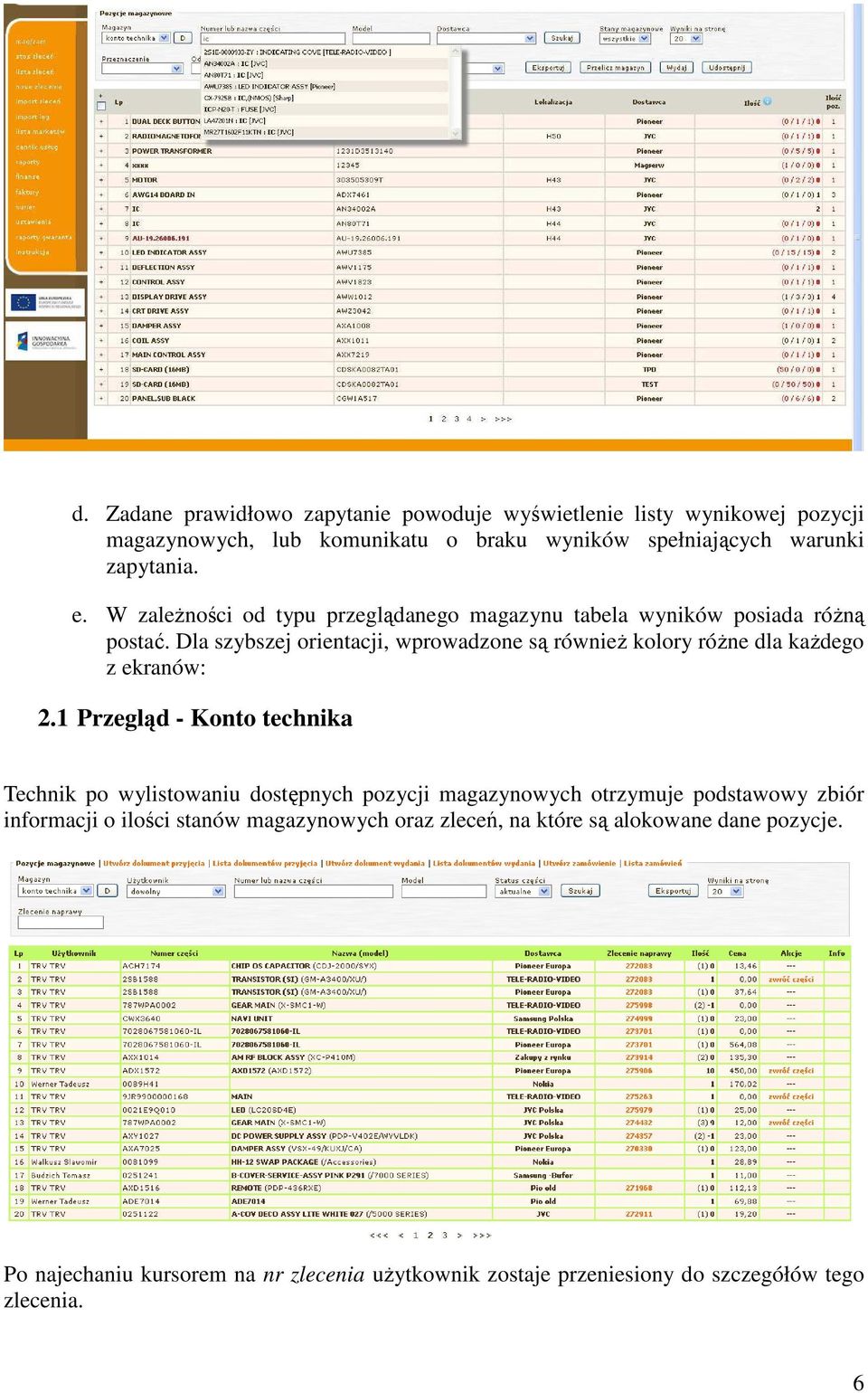 Dla szybszej orientacji, wprowadzone są również kolory różne dla każdego z ekranów: 2.