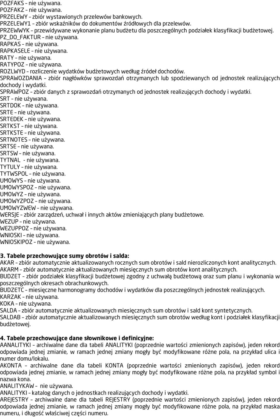 RATYPOZ nie używana. ROZLWYD rozliczenie wydatków budżetowych według źródeł dochodów.