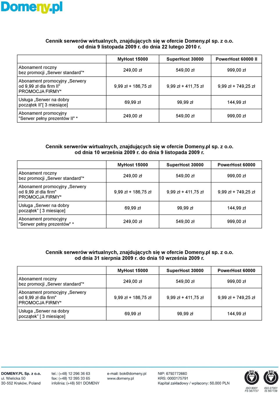 * II od dnia 10 września 2009 r. do dnia 9 listopada 2009 r.