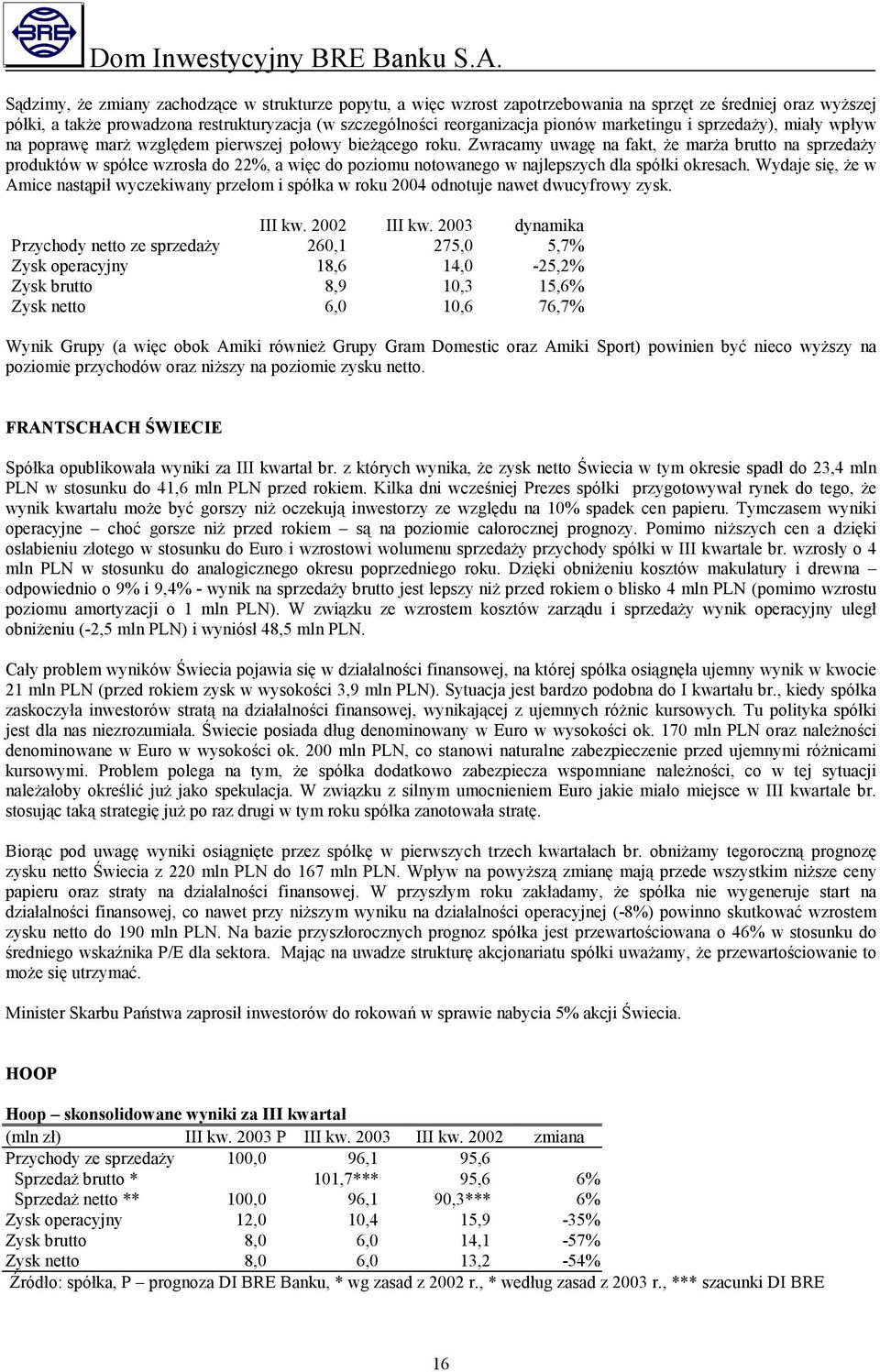 Zwracamy uwagę na fakt, że marża brutto na sprzedaży produktów w spółce wzrosła do 22%, a więc do poziomu notowanego w najlepszych dla spółki okresach.