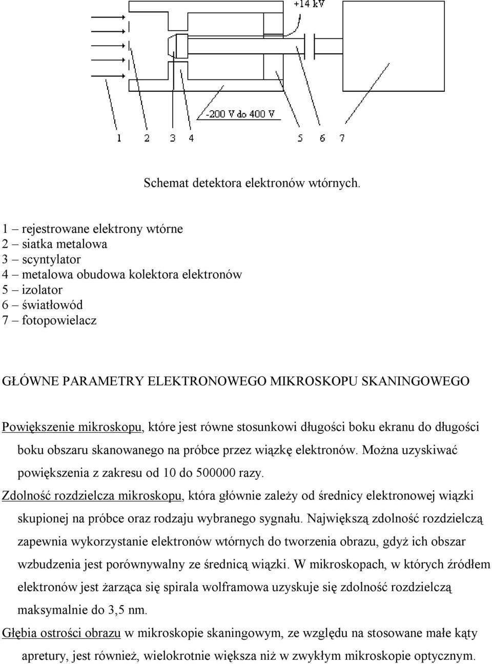 Powiększenie mikroskopu, które jest równe stosunkowi długości boku ekranu do długości boku obszaru skanowanego na próbce przez wiązkę elektronów.