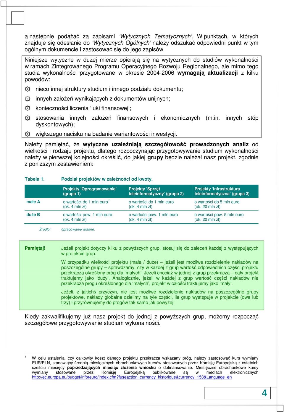 Niniejsze wytyczne w duŝej mierze opierają się na wytycznych do studiów wykonalności w ramach Zintegrowanego Programu Operacyjnego Rozwoju Regionalnego, ale mimo tego studia wykonalności przygotowane