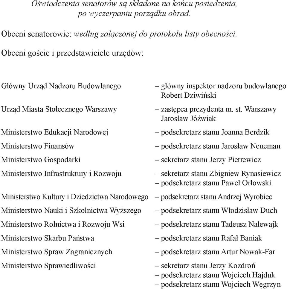 Infrastruktury i Rozwoju główny inspektor nadzoru budowlanego Robert Dziwiński zastępca prezydenta m. st.