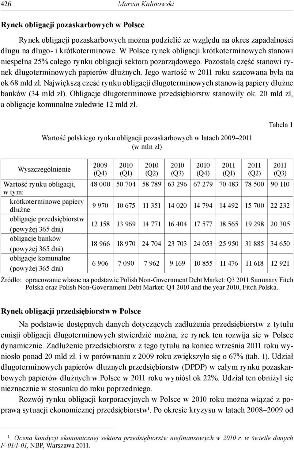 Jego wartość w 2011 roku szacowana była na ok 68 mld zł. Największą część rynku obligacji długoterminowych stanowią papiery dłużne banków (34 mld zł).