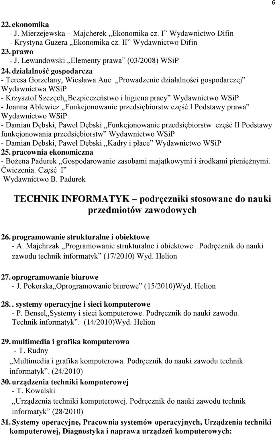 Funkcjonowanie przedsiębiorstw część I Podstawy prawa Wydawnictwo WSiP - Damian Dębski, Paweł Dębski Funkcjonowanie przedsiębiorstw część II Podstawy funkcjonowania przedsiębiorstw Wydawnictwo WSiP -