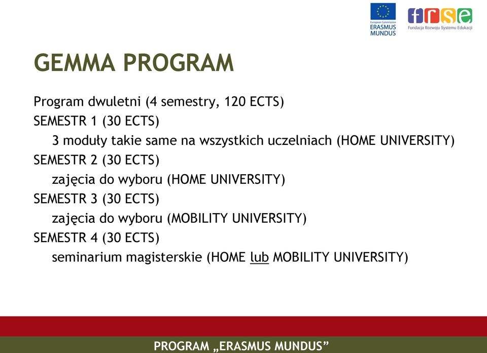 zajęcia do wyboru (HOME UNIVERSITY) SEMESTR 3 (30 ECTS) zajęcia do wyboru