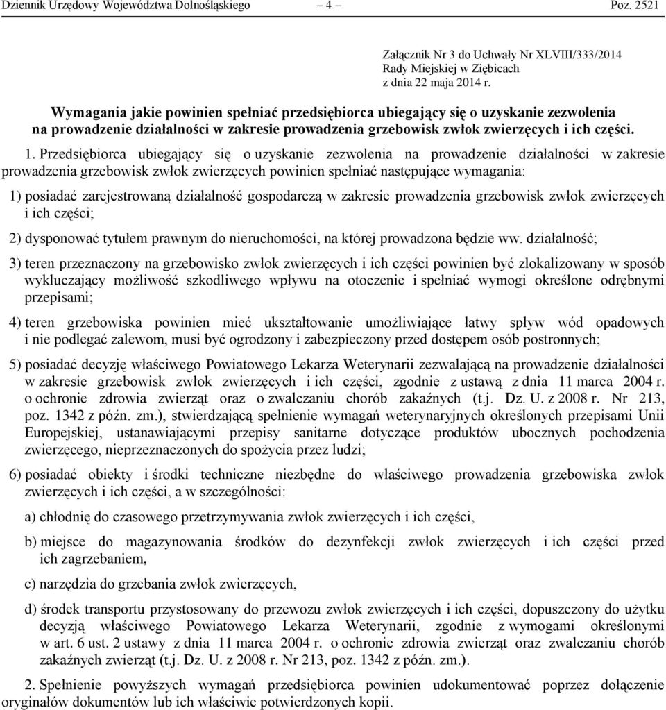 zarejestrowaną działalność gospodarczą w zakresie prowadzenia grzebowisk zwłok zwierzęcych i ich części; 2) dysponować tytułem prawnym do nieruchomości, na której prowadzona będzie ww.