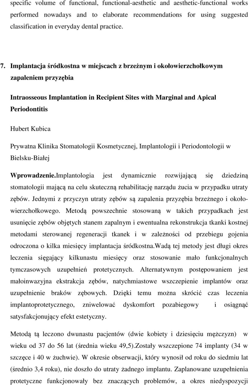 Klinika Stomatologii Kosmetycznej, Implantologii i Periodontologii w Bielsku-Białej Wprowadzenie.