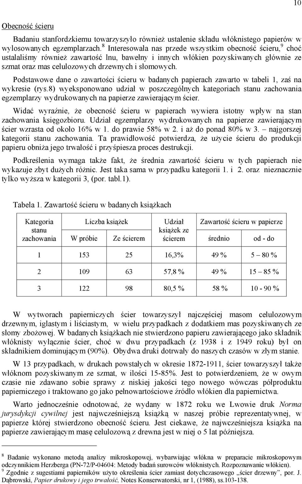 Podstawowe dane o zawartości ścieru w badanych papierach zawarto w tabeli 1, zaś na wykresie (rys.