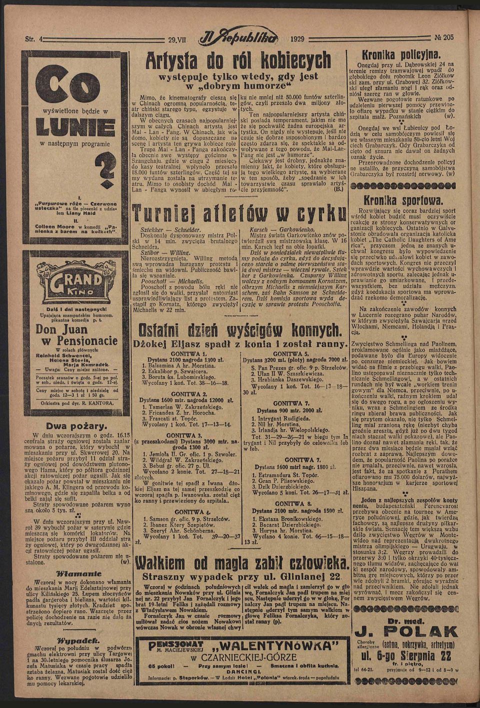 Jak się okazało pożar powstał w mieszkaniu nie jakiego A. M. Klingera od przewodu kominowego, gdzie się zapaliła belka a od belki zajął się sufit. Straty spowodowane pożarem wyno szą około 5 tys. zł.