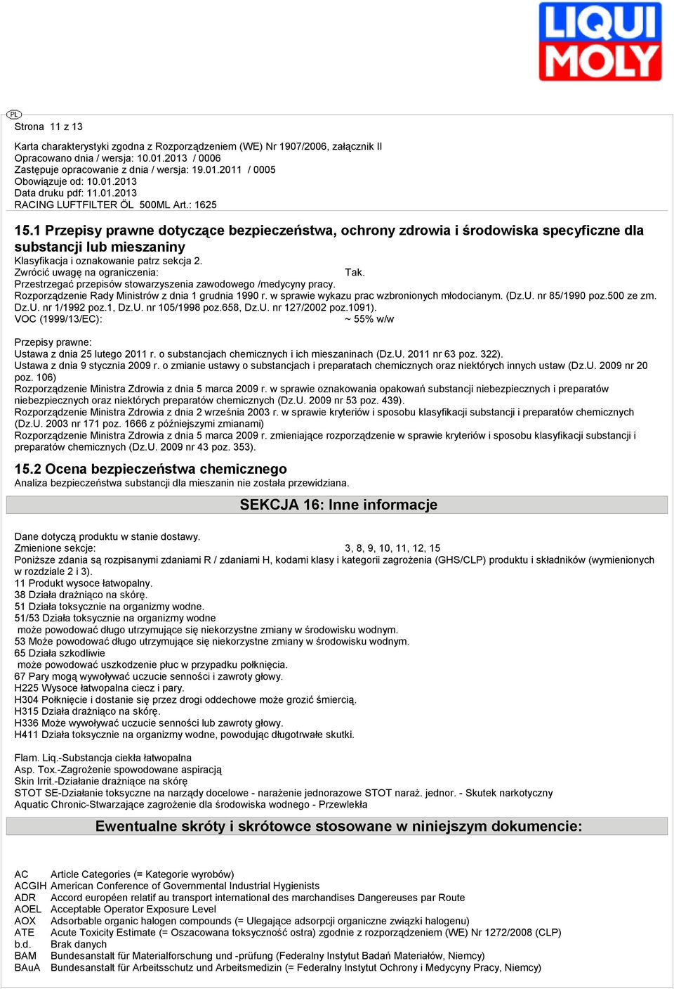 w sprawie wykazu prac wzbronionych młodocianym. (Dz.U. nr 85/1990 poz.500 ze zm. Dz.U. nr 1/1992 poz.1, Dz.U. nr 105/1998 poz.658, Dz.U. nr 127/2002 poz.1091).