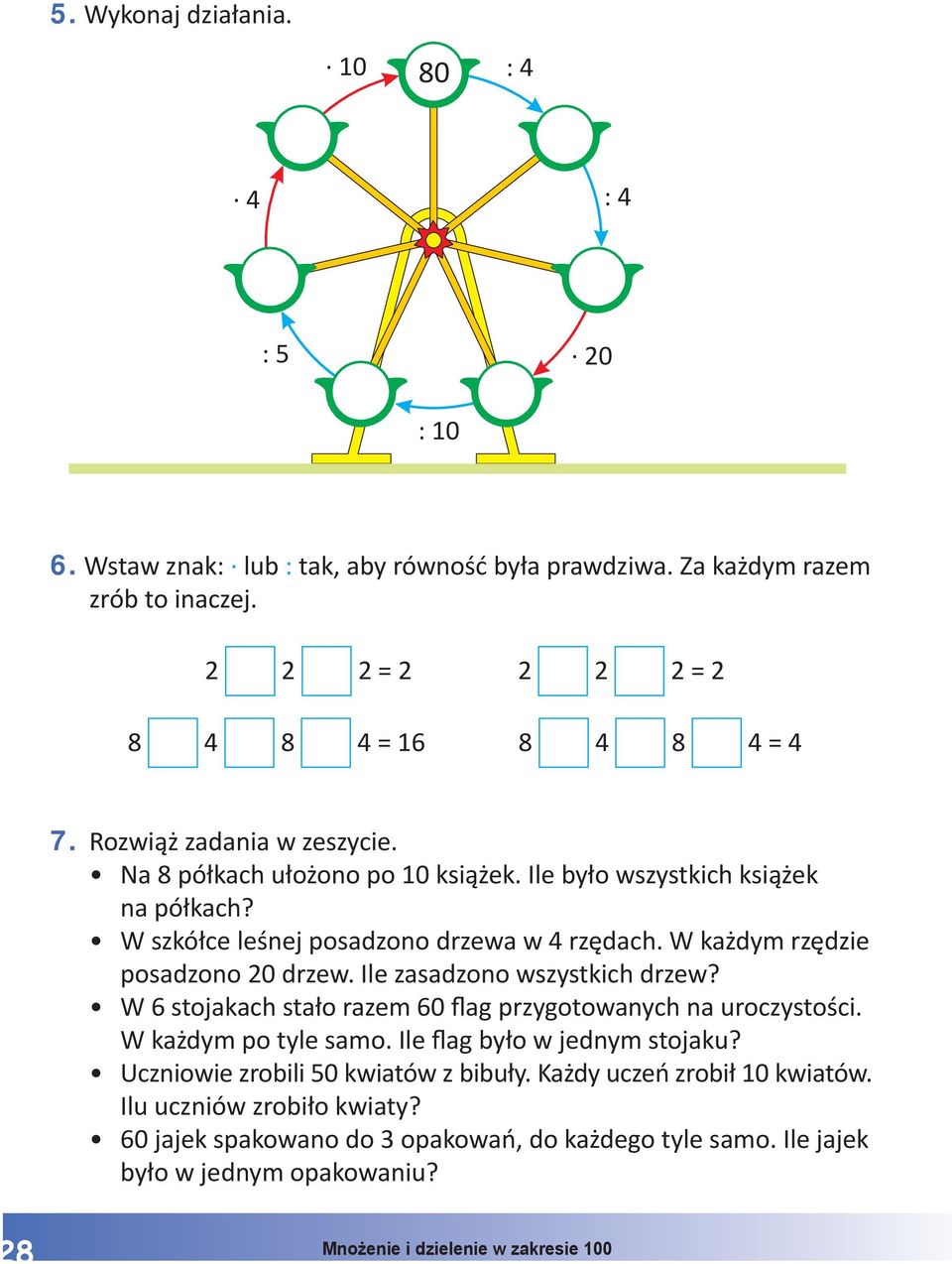 W każdym rzędzie posadzono drzew. Ile zasadzono wszystkich drzew? W 6 stojakach stało razem 6 flag przygotowanych na uroczystości. W każdym po tyle samo.