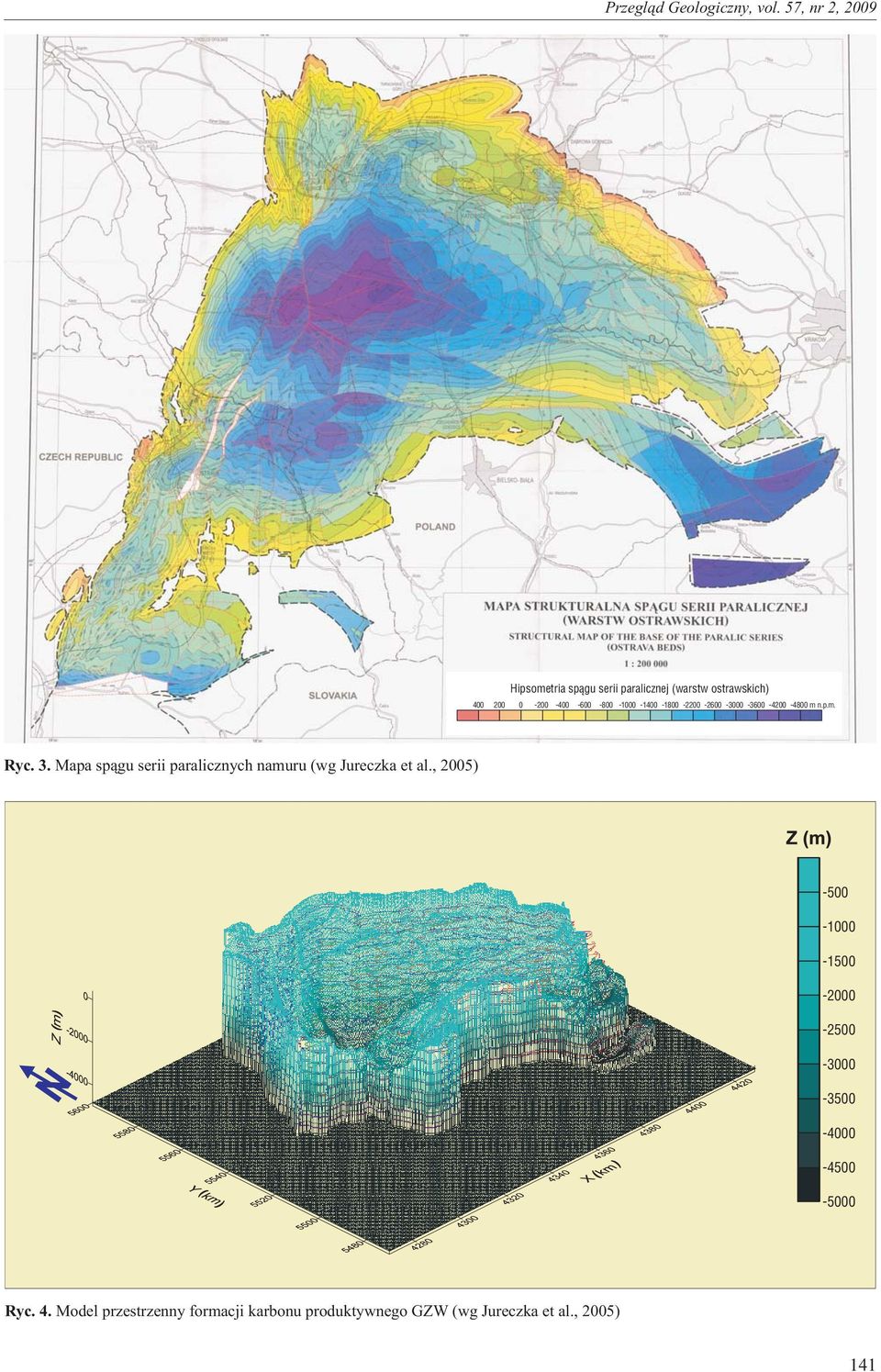 Mapa sp¹gu serii paralicznych namuru (wg Jureczka et al.