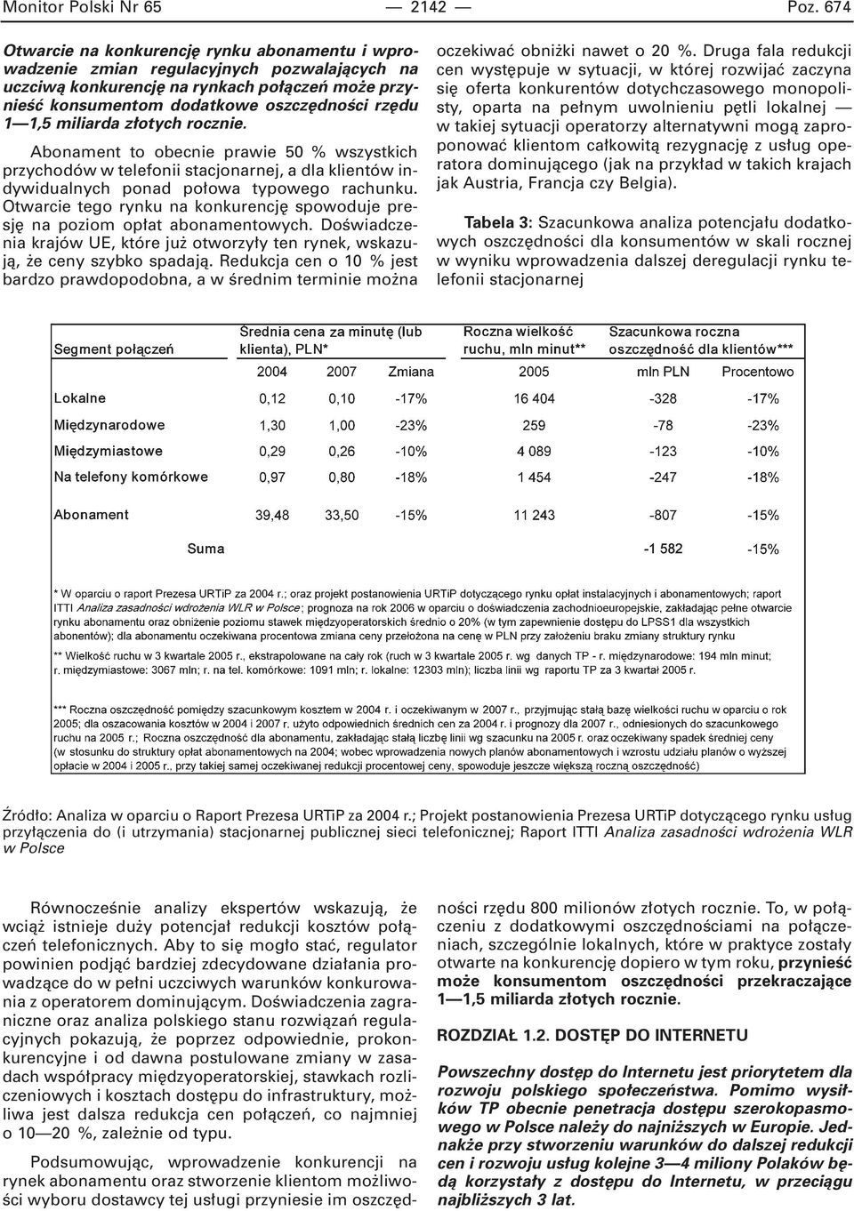 miliarda z otych rocznie. Abonament to obecnie prawie 50 % wszystkich przychodów w telefonii stacjonarnej, a dla klientów indywidualnych ponad po owa typowego rachunku.