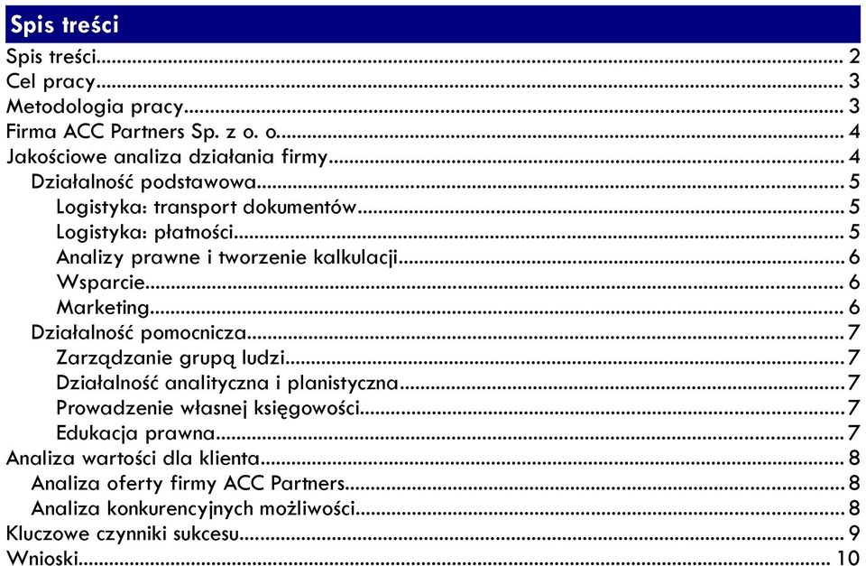 .. 6 Marketing... 6 Działalność pomocnicza... 7 Zarządzanie grupą ludzi...7 Działalność analityczna i planistyczna...7 Prowadzenie własnej księgowości.