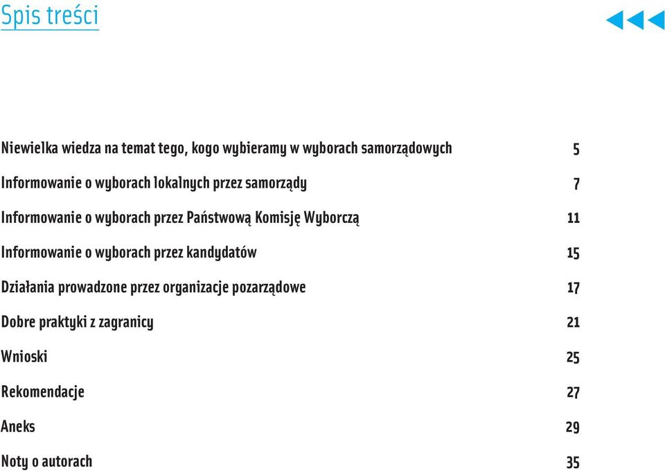 Komisję Wyborczą 11 Informowanie o wyborach przez kandydatów 15 Działania prowadzone przez