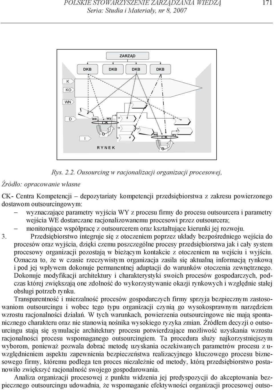 2. usourcing w racjonalizacji organizacji procesowej, C- Centra ompetencji depozytariaty kompetencji przedsi biorstwa z zakresu powierzonego dostawom outsourcingowym: wyznaczaj ce parametry wyj cia