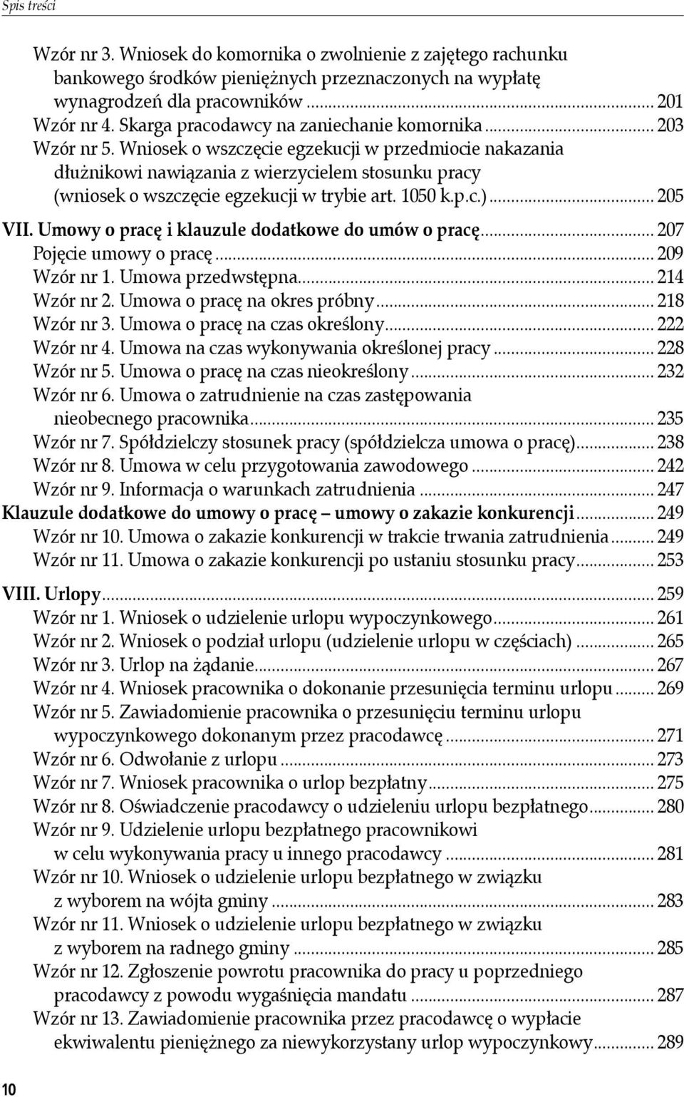 Wniosek o wszczęcie egzekucji w przedmiocie nakazania dłużnikowi nawiązania z wierzycielem stosunku pracy (wniosek o wszczęcie egzekucji w trybie art. 1050 k.p.c.)... 205 VII.