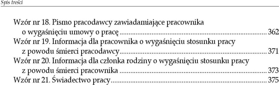 Informacja dla pracownika o wygaśnięciu stosunku pracy z powodu śmierci pracodawcy.