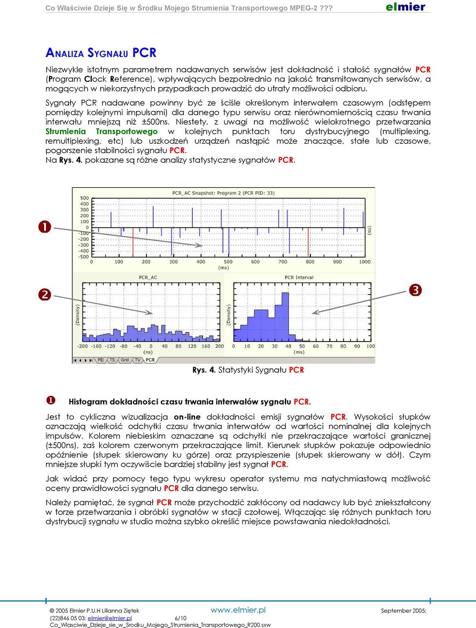 Sygnały PCR nadawane powinny być ze ściśle określonym interwałem czasowym (odstępem pomiędzy kolejnymi impulsami) dla danego typu serwisu oraz nierównomiernością czasu trwania interwału mniejszą niż