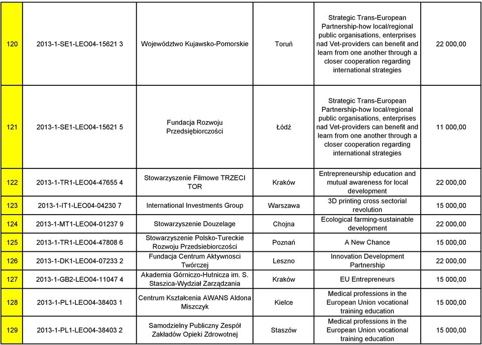 local/regional public organisations, enterprises nad Vet-providers can benefit and learn from one another through a closer cooperation regarding international strategies 122 2013-1-TR1-LEO04-47655 4