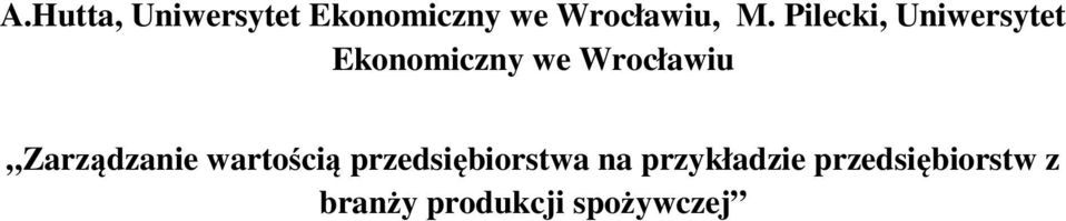 Zarządzanie wartością przedsiębiorstwa na