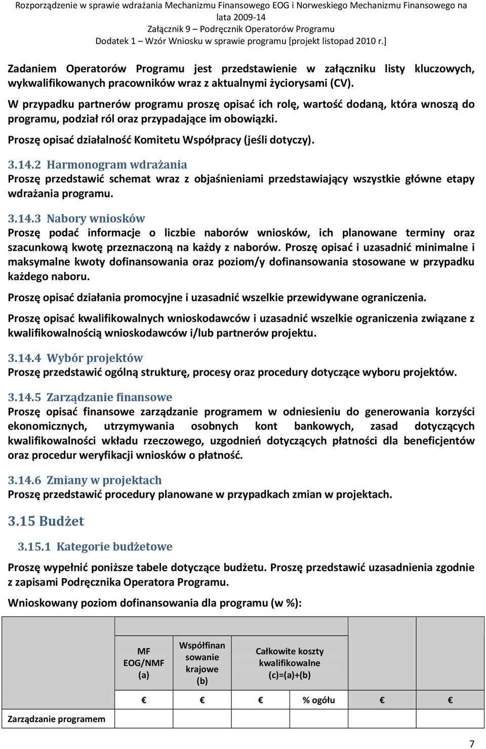 Proszę opisać działalność Komitetu Współpracy (jeśli dotyczy). 3.14.2 Harmonogram wdrażania Proszę przedstawić schemat wraz z objaśnieniami przedstawiający wszystkie główne etapy wdrażania programu.