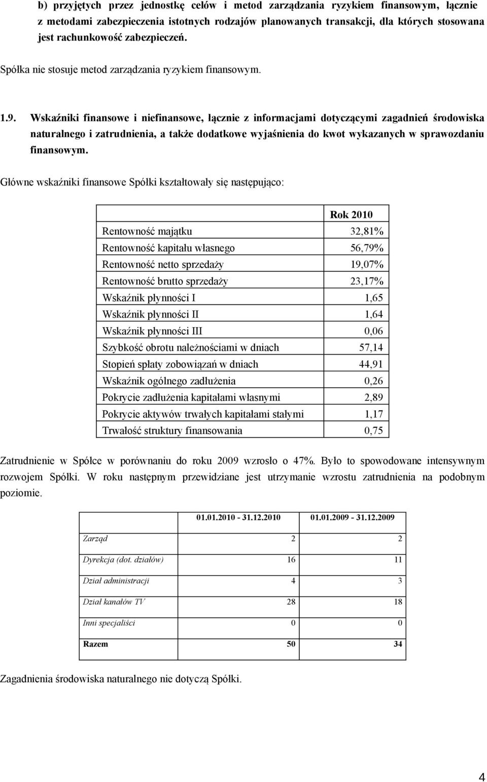 Wskaźniki finansowe i niefinansowe, łącznie z informacjami dotyczącymi zagadnień środowiska naturalnego i zatrudnienia, a także dodatkowe wyjaśnienia do kwot wykazanych w sprawozdaniu finansowym.