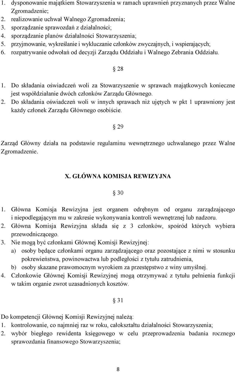 rozpatrywanie odwołań od decyzji Zarządu Oddziału i Walnego Zebrania Oddziału. 28 1.