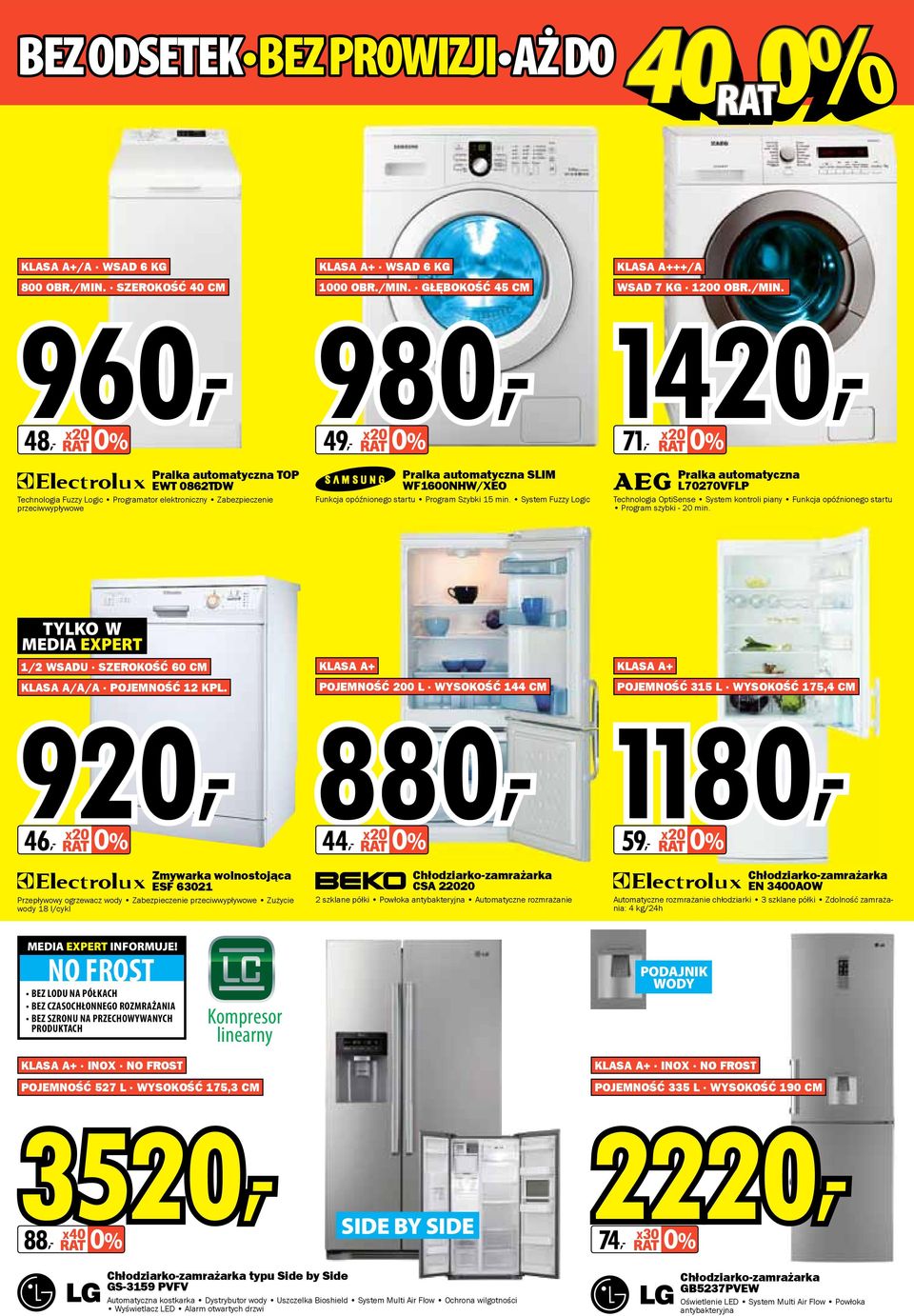 WF1600NHW/XEO Funkcja opóźnionego startu Program Szybki 15 min. System Fuzzy Logic KLASA A+++/A 1000 OBR./MIN.