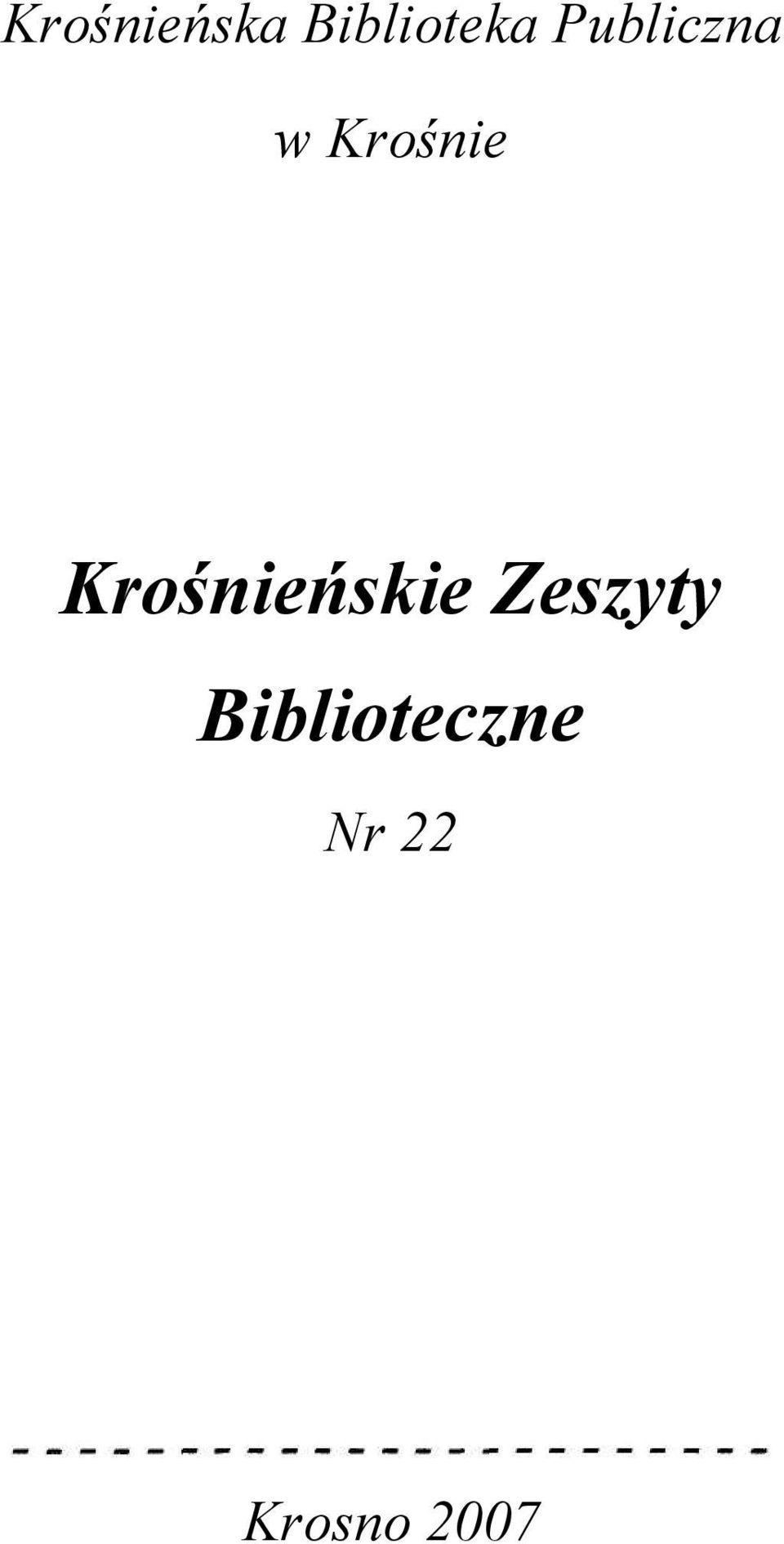 Krośnieńskie Zeszyty