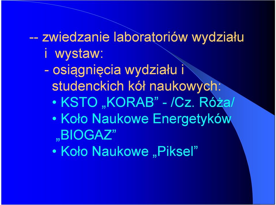 studenckich kół naukowych: KSTO KORAB - /Cz.