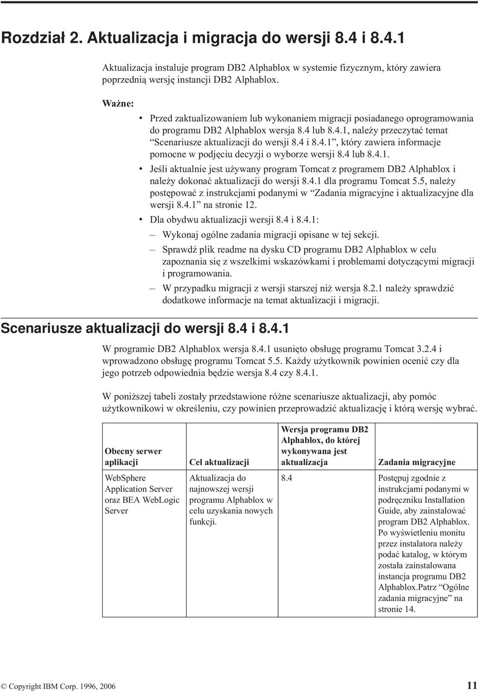 4 lub 8.4.1. Jeśli aktualnie jest używany program Tomcat z programem DB2 Alphablox i należy dokonać aktualizacji do wersji 8.4.1 dla programu Tomcat 5.