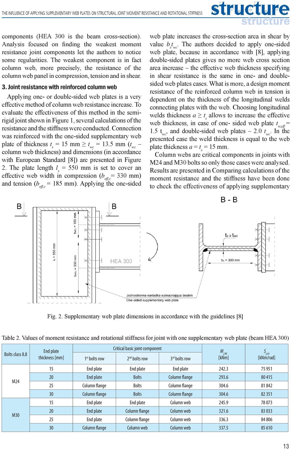 The weakest component is in fact column web, more precisely, the resistance of the column web panel in compression, tension and in shear. 3.