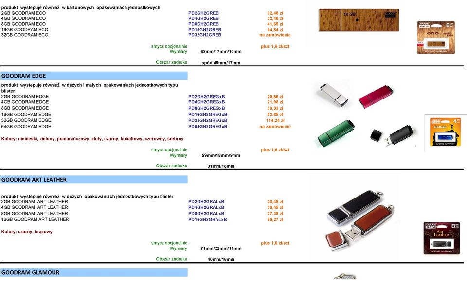 GOODRAM EDGE PD2GH2GREGxB 20,86 zł 4GB GOODRAM EDGE PD4GH2GREGxB 21,98 zł 8GB GOODRAM EDGE PD8GH2GREGxB 30,03 zł 16GB GOODRAM EDGE PD16GH2GREGxB 52,85 zł 32GB GOODRAM EDGE PD32GH2GREGxB 114,24 zł